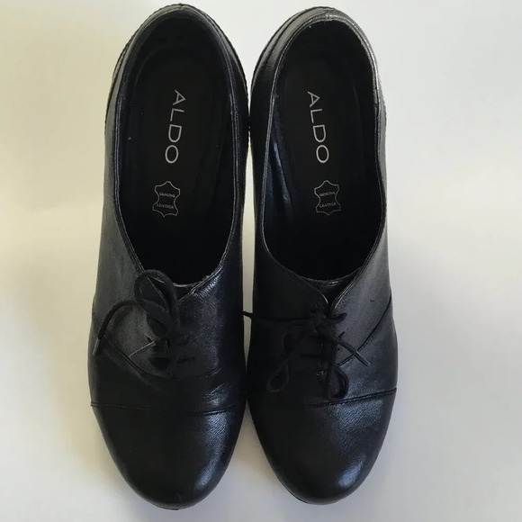 ALDO Women' shoes Heel Business, Black Leather Casual Sz 41EUR  / 10 US - Picture 3 of 10
